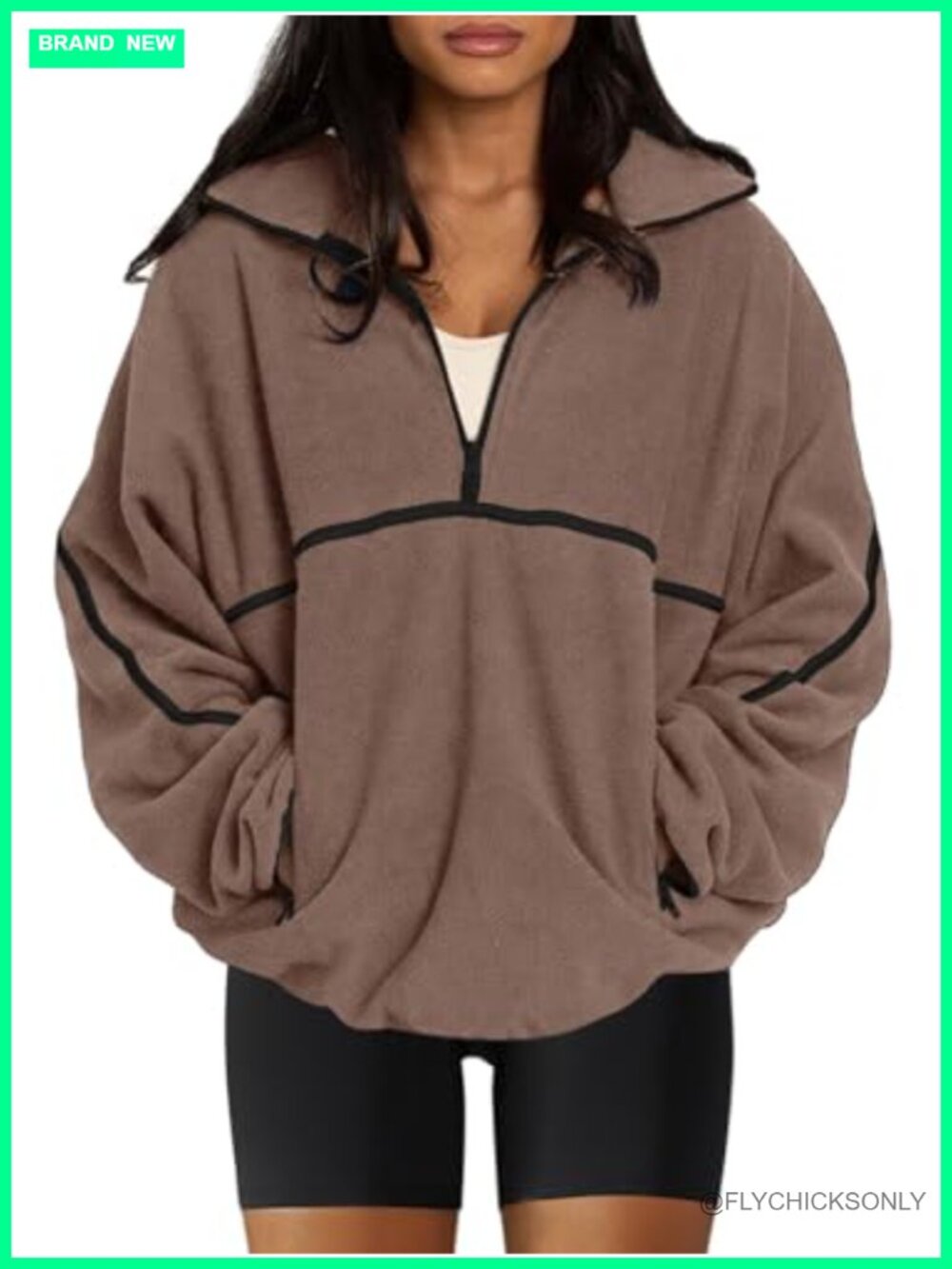 Oversized Half Zip Sherpa Fleece Pullover Jacket Quarter Zip Women